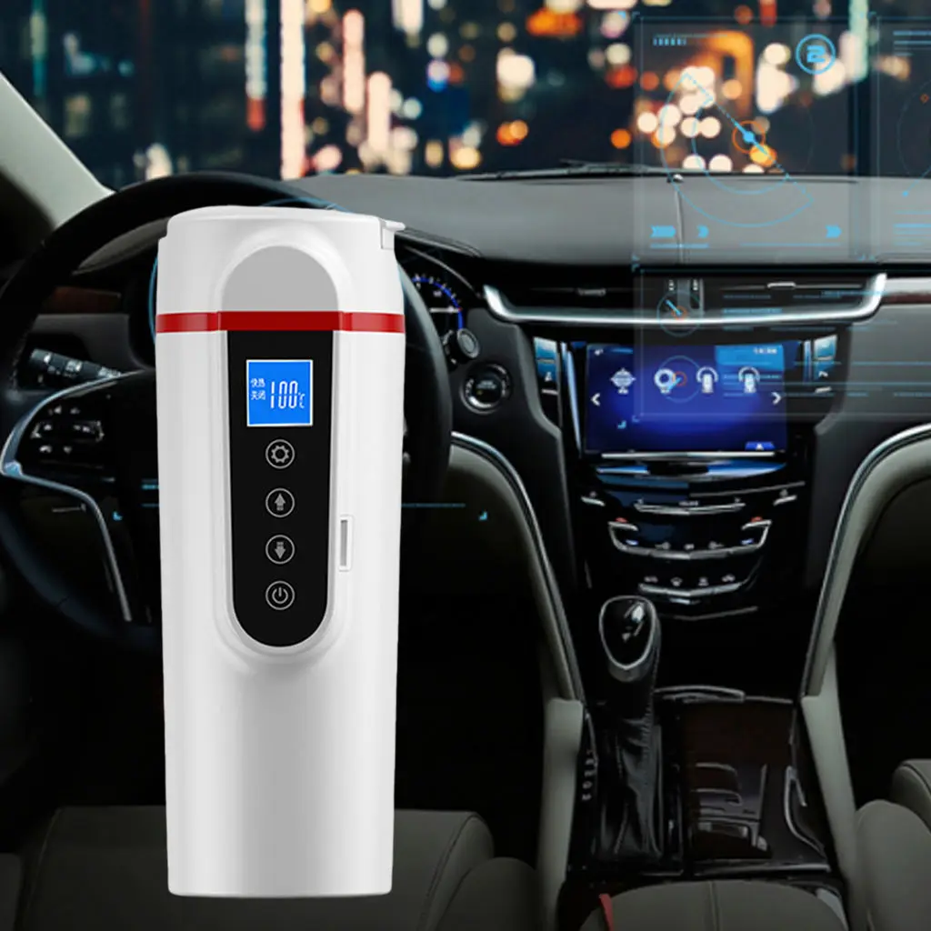 Smart Heating Car Cup Temp Control Travel Bottle Travel Coffee Mug Fit for Car Travel Home 12V/24V 420ml