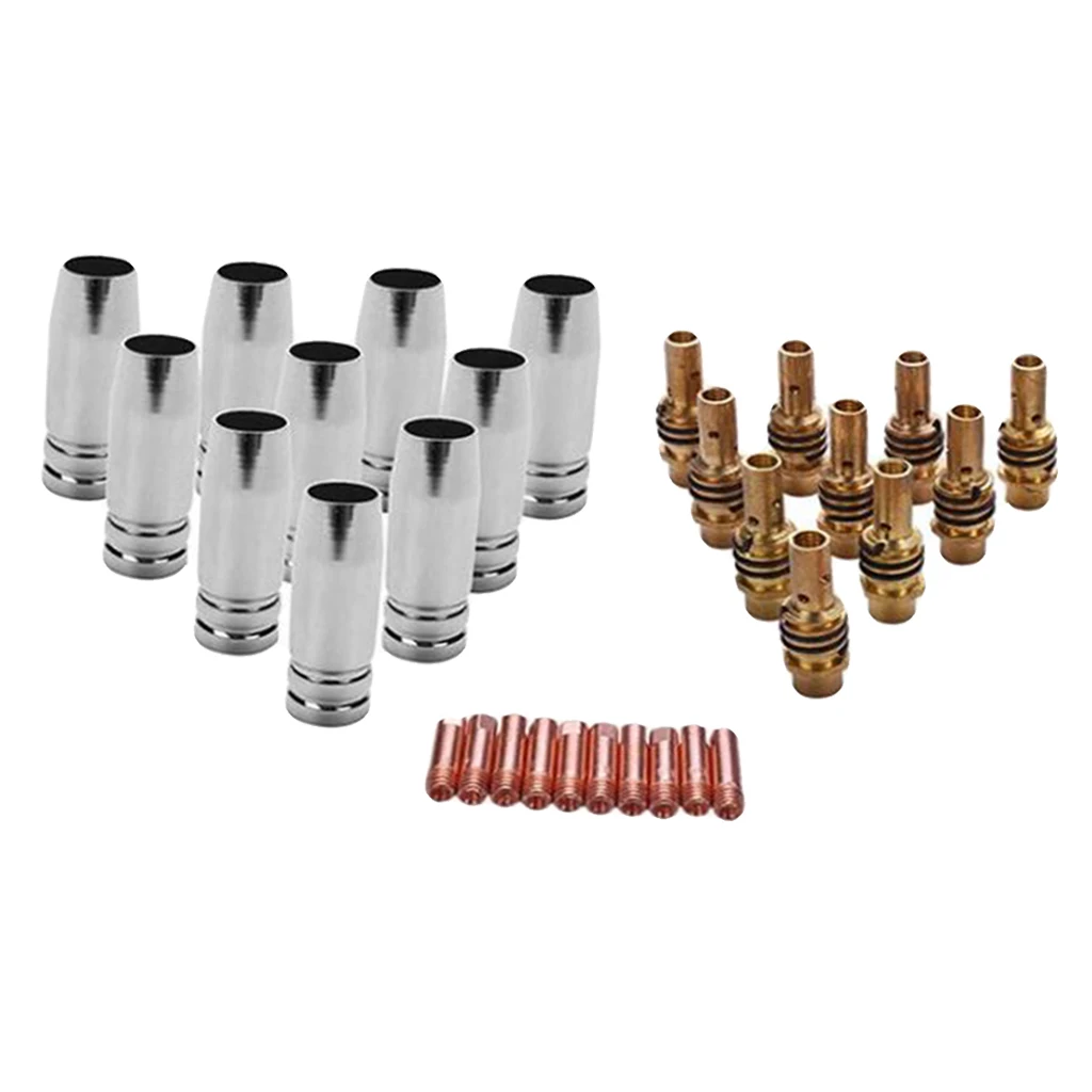 30 Pieces Consumables MIG Torch Gas Nozzle Tip Holder fits for 15AK MIG Welding Torch, High Performance