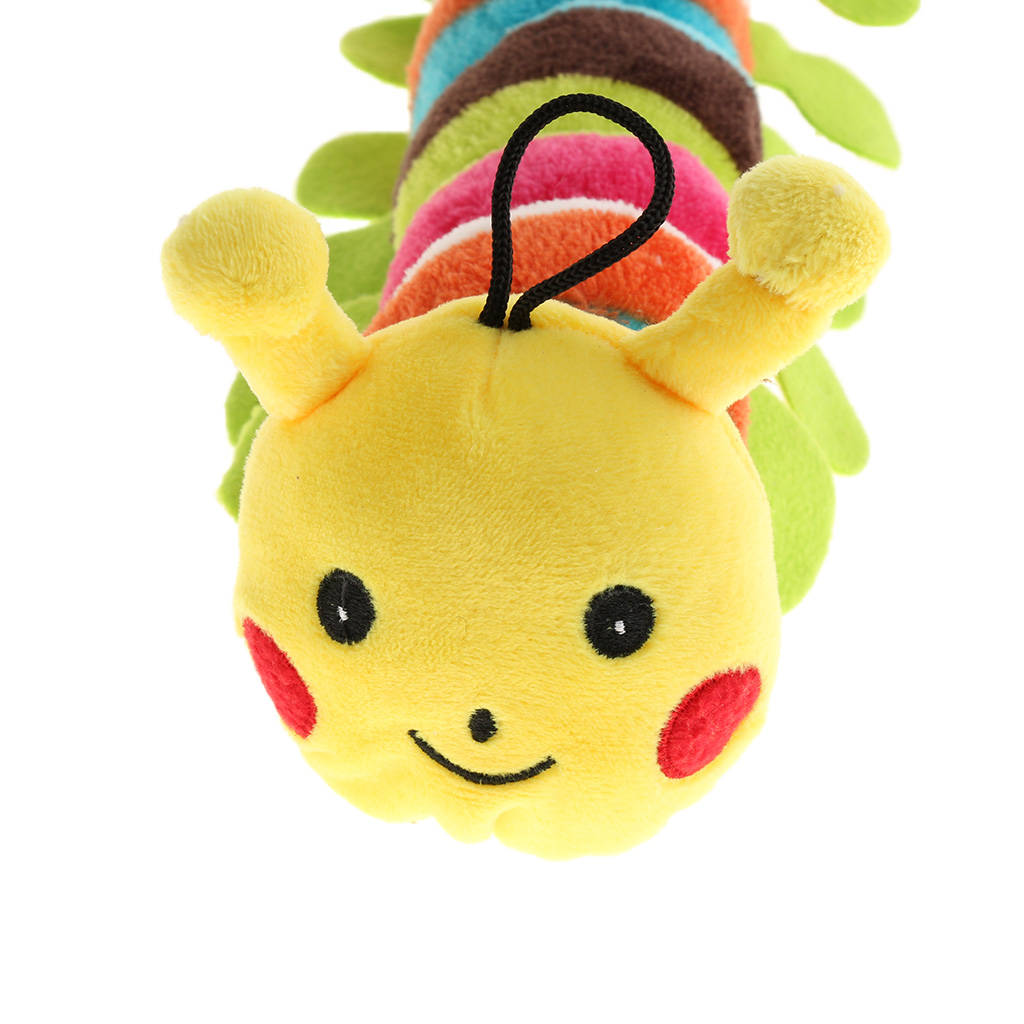 2xPet Plush Sound Cat Dog Squeaky Chew Toy Biting Toy Cute Caterpillar Yellow