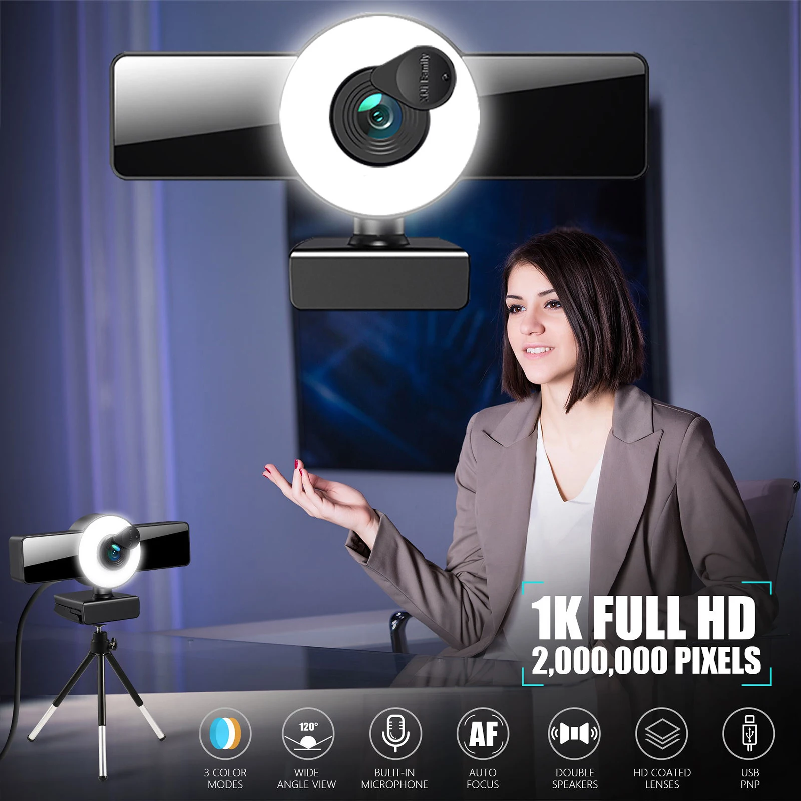 Web Camera 120-degree Wide Angle Plug and Play for PC Live Streaming Gaming Web Camera 120-degree Wide Angle Plug and Play for PC Live Streaming Gaming