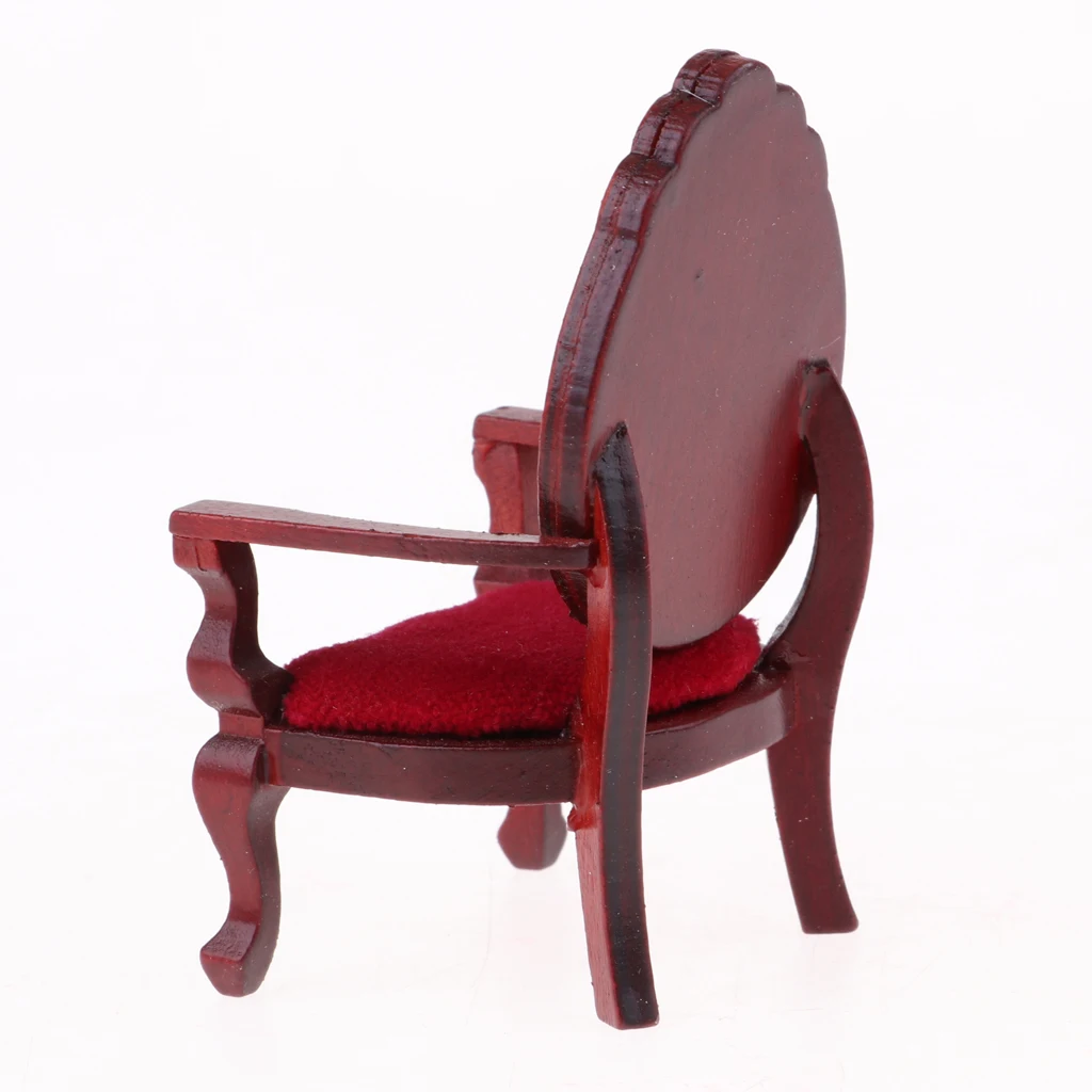 1/12 Wooden Armchair Stool Single Chair for Dollhouse Miniatures 