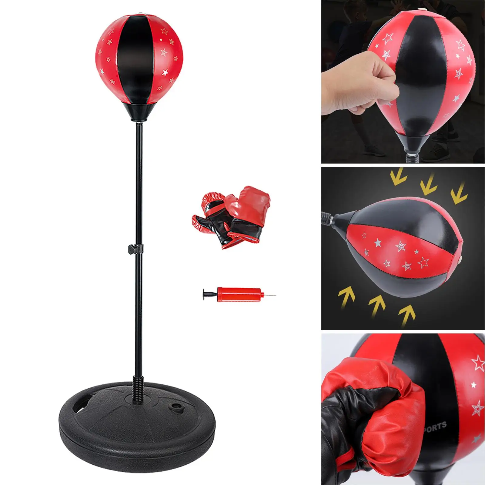 Adjustable Height Kids Teenagers Punching Ball Bag Speed Boxing Sports Set Fighting Game With Gloves Kids Boxing Set