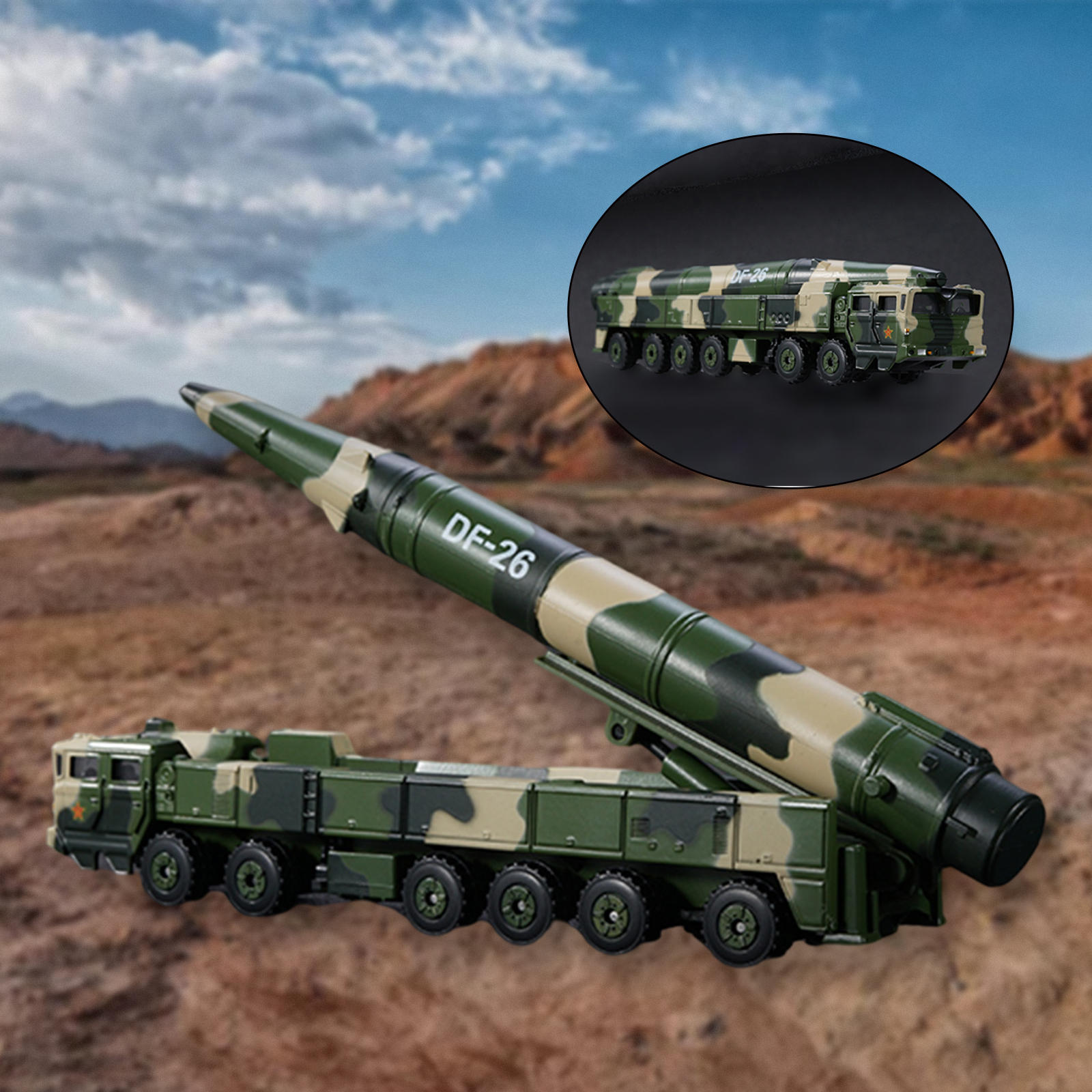 1/64 Die-Cast Missile Vehicles Table Decoration Army Model Collection Dongfeng 26 Ornament Alloy Parade Car Kids Adults Gifts