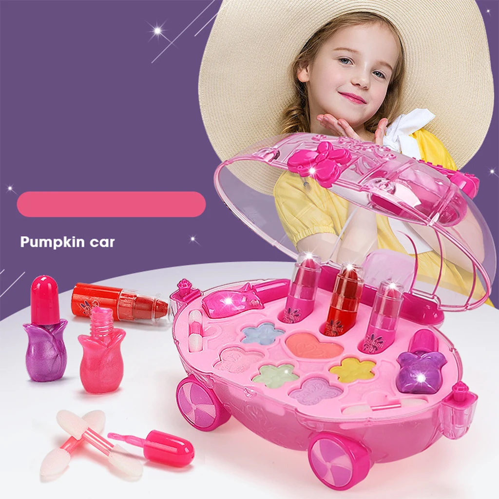 14 PCS Cute Makeup Set Simulation Pretend Fashion Cosmetics Accessories Play Set Washable Birthday Gift for Ages 4 & Up