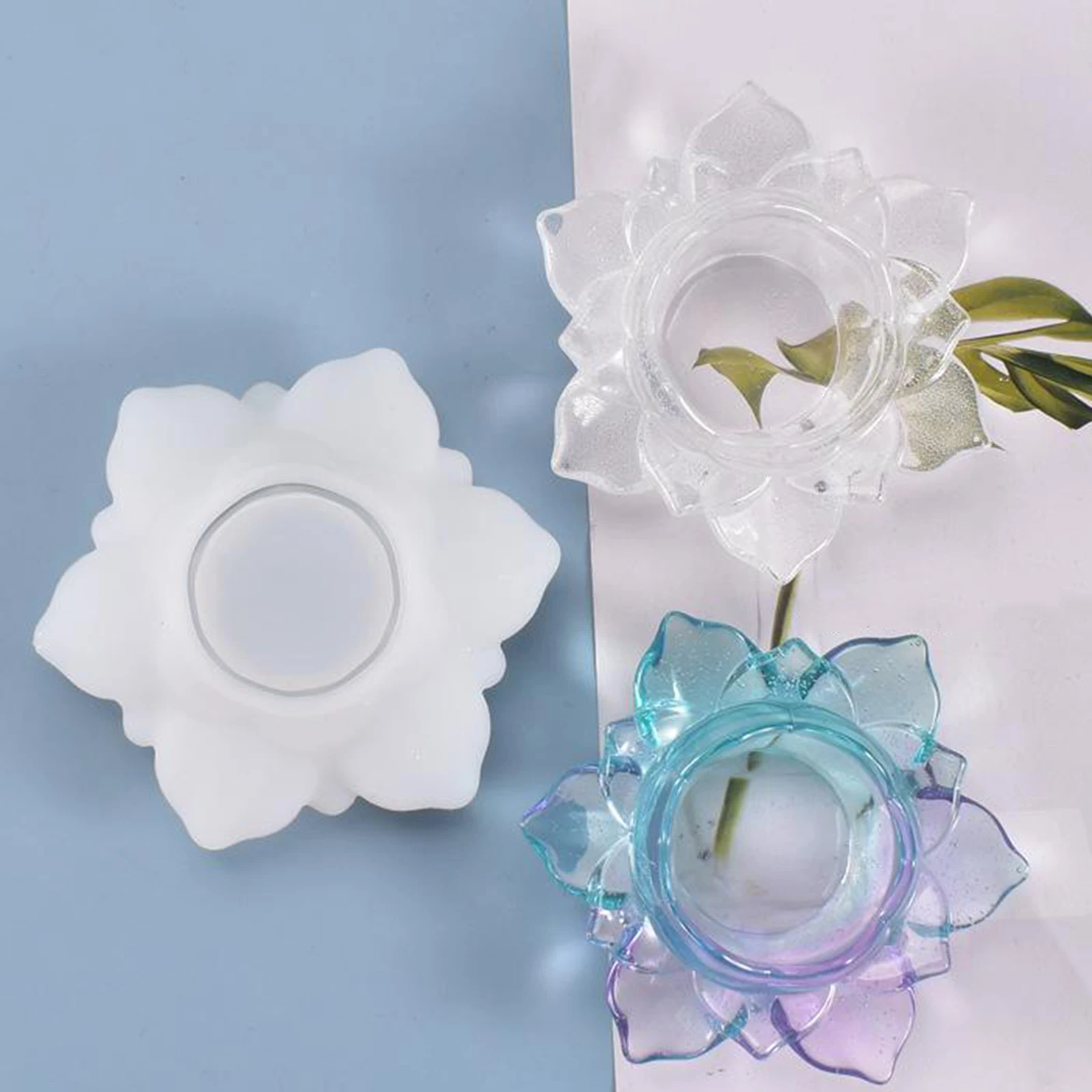 Lotus Shape Tealight Candle Holder Resin Mold Candlestick Candy Box Mould