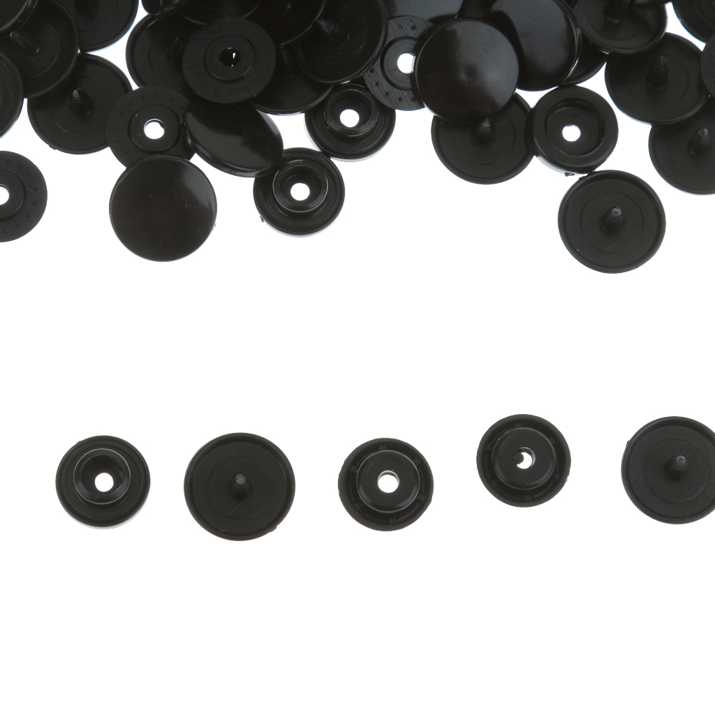 100 Pieces / Sets T5 Resin Snap Buttons Dummy Clips Press Studs For Sewing 12.4MM Black