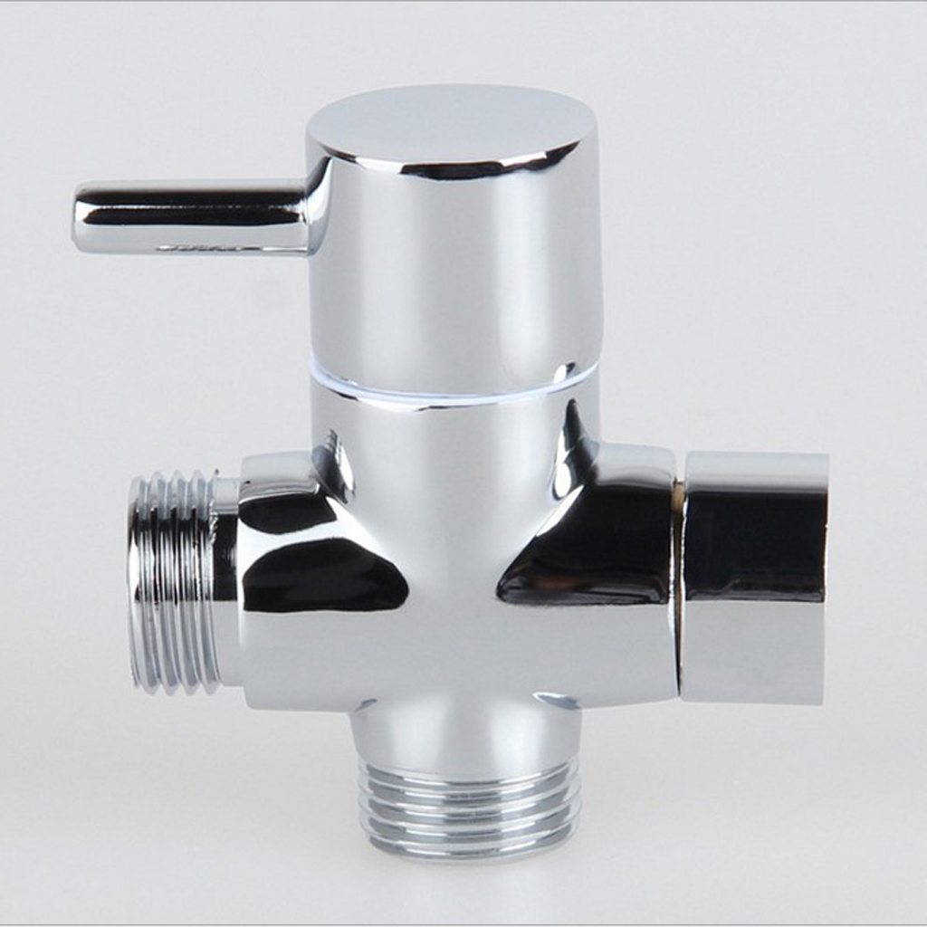 T-adapter 3-Ways Shower Head Shut-Off Valve G3/4inch G1/2inch Solid Brass Bath Toilet Bidet Sprayer Switch Diverter Chrome