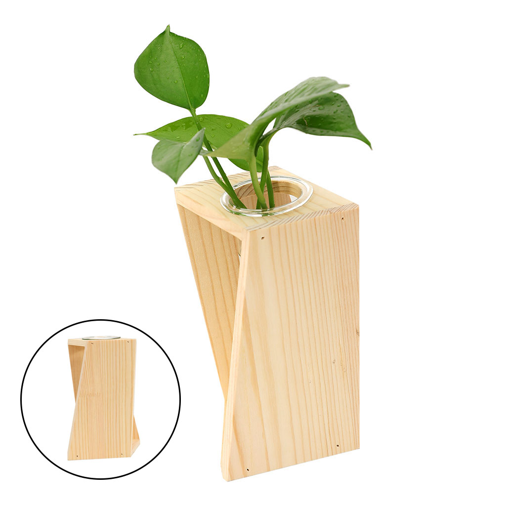 Wooden Stand Hydroponic Vase with Test Tube Rack Desktop Decoration for Plants Home Office Garden Wedding Propagating Plants