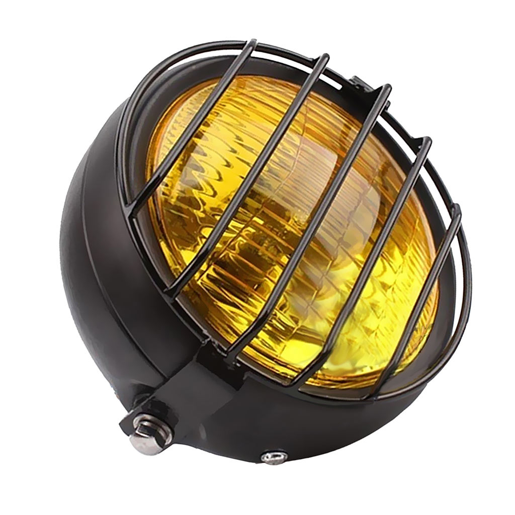 Retro Motorcycle Headlight with Grille Cover for CG125 GN125 High performance correct curved lens Head light with grill cover