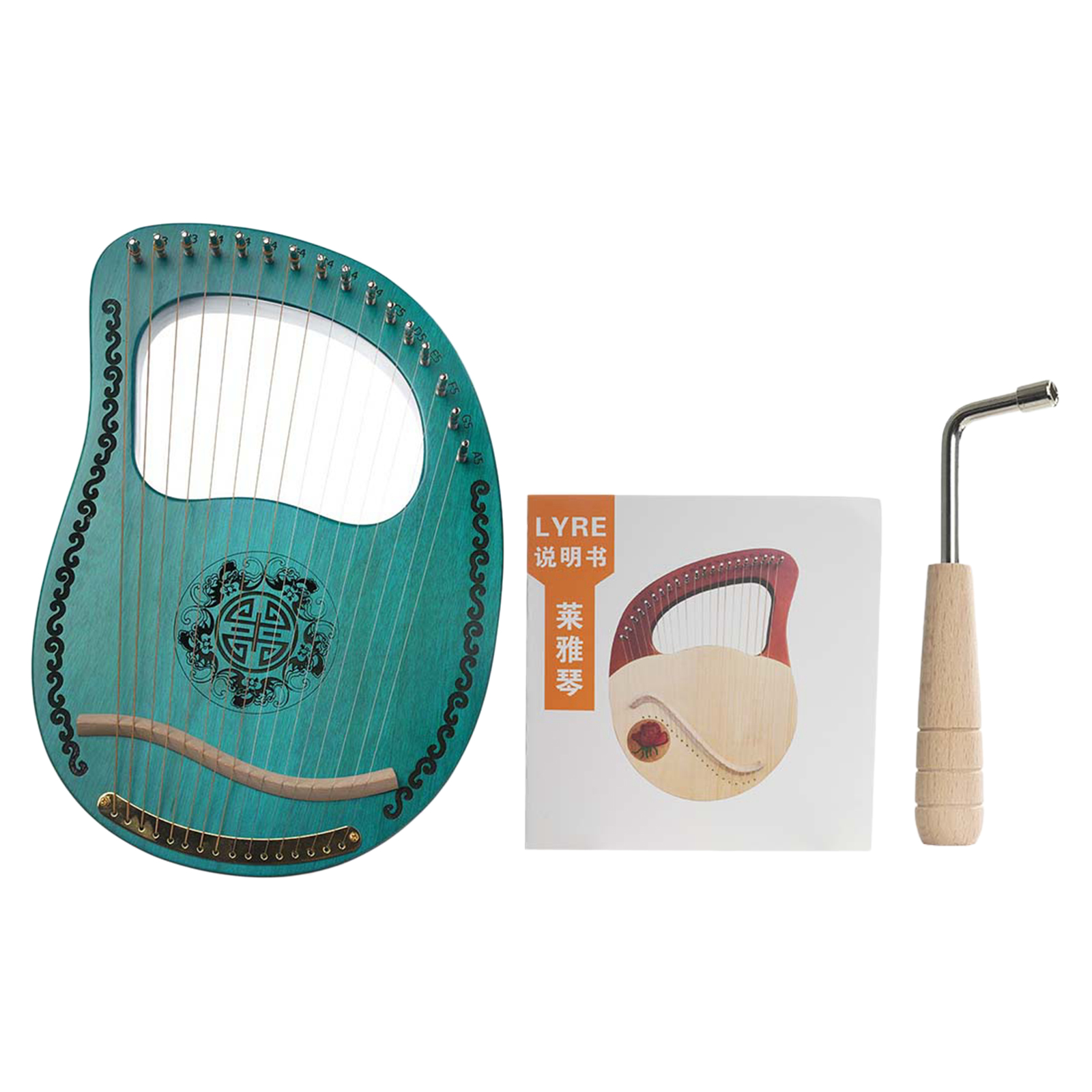 Lyre Harp Mahogany with Adjustable Wrench New Year's Gift for Music Lovers Child
