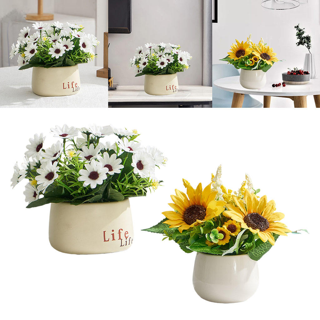Mini Artificial Flower Plants with Pot for Office Desk, Fake Plant with Ceramic Pot for Home, Shower Rooms Decoration