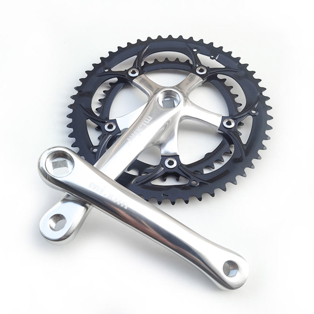 Aluminum Alloy Bike Crankset 39-53T Double Chainring Ultralight High-Strength 130BCD 165mm Bicycle Crankarms Bike Chain Crank