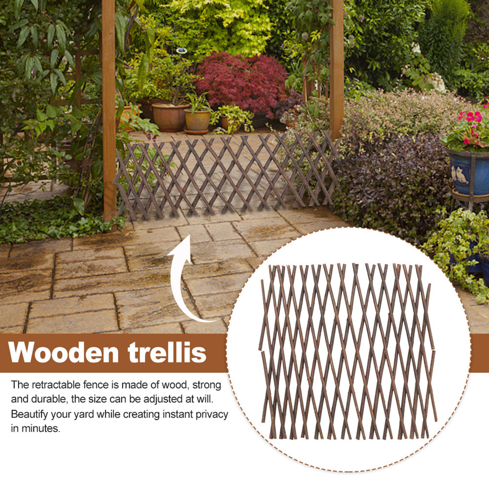 Outdoor Garden Expandable Trellis Bamboo Lattice Fence for Climbing Plants, Vine, Ivy, Size Ajdustable
