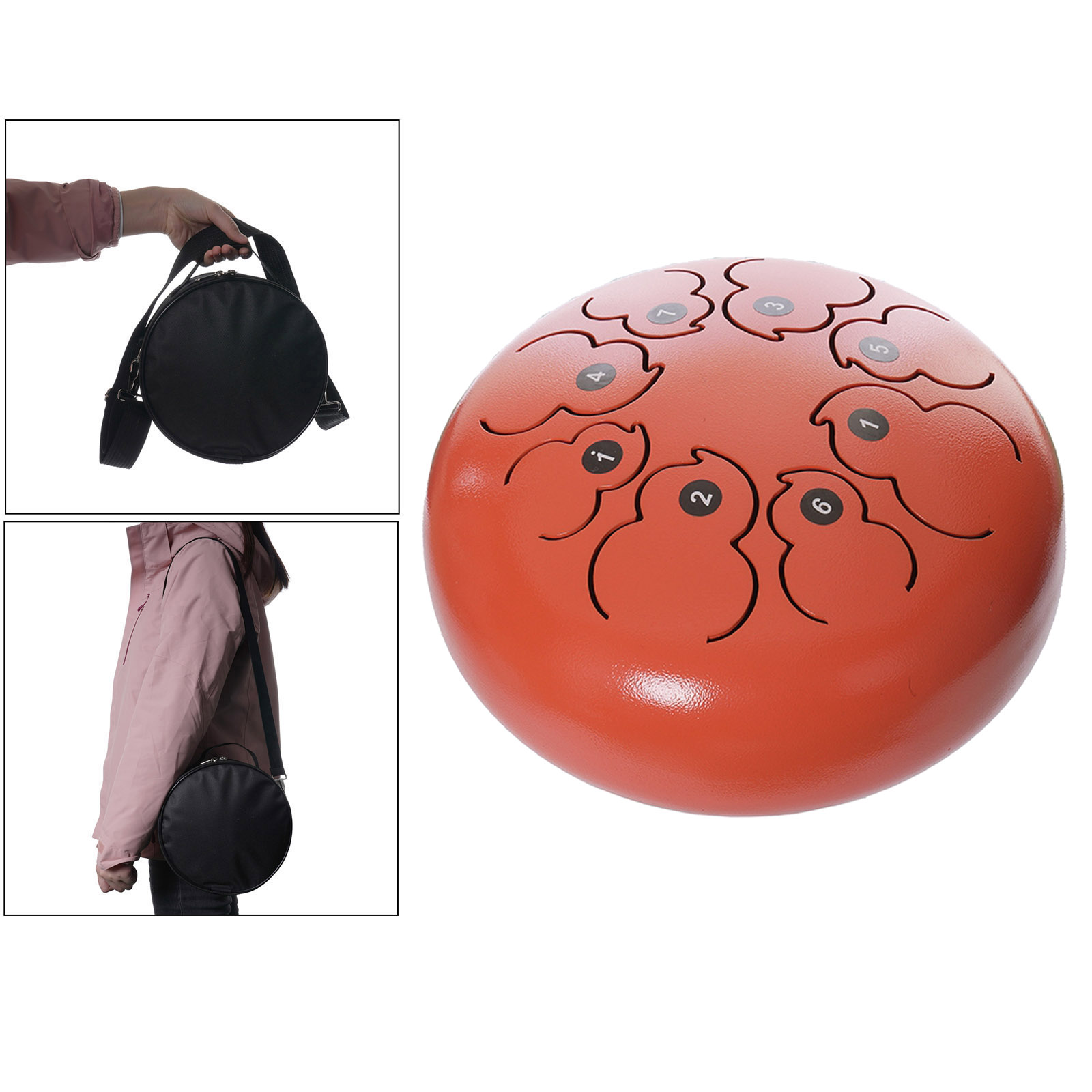Steel Tongue Drum Hand Pan and Music Book Notes Stickers Gift Present for Adults Kids Orange