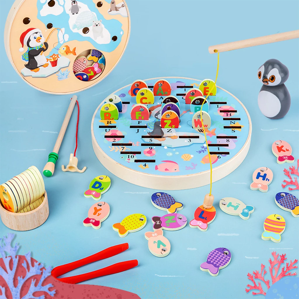 Montesorri Number Alphabet Fishing Game Toy Set Catching Fish Games for Toddlers Birthday Gift