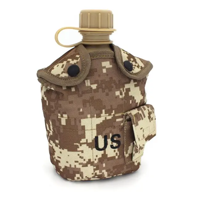 1L Army Hip Flask Water Bottle Aluminum Wine Pot Military Canteen Camping  Hiking Survival Kettle with Cover Outdoor Drinkware - AliExpress