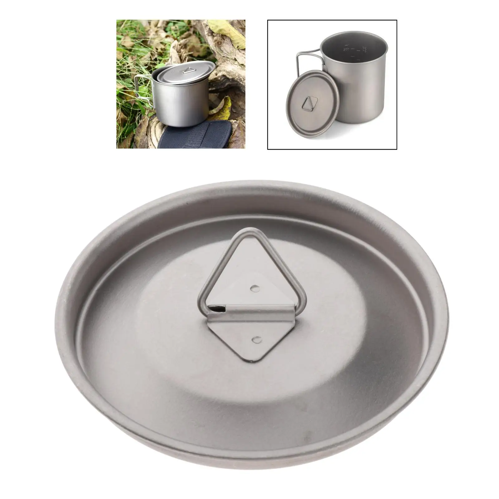 Ultralight Titanium Alloy Mug Lid Picnic Cup Cover with Foldable Handle 85mm 