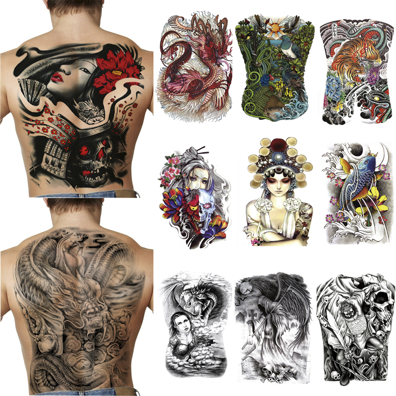 Best of Waterproof Temporary Men Tattoos Tattoo Full Back Large Tatoo Fake Dragon Girl Tattoo Body Art Sticker Sexy Decals Transferable Reviews & Tips