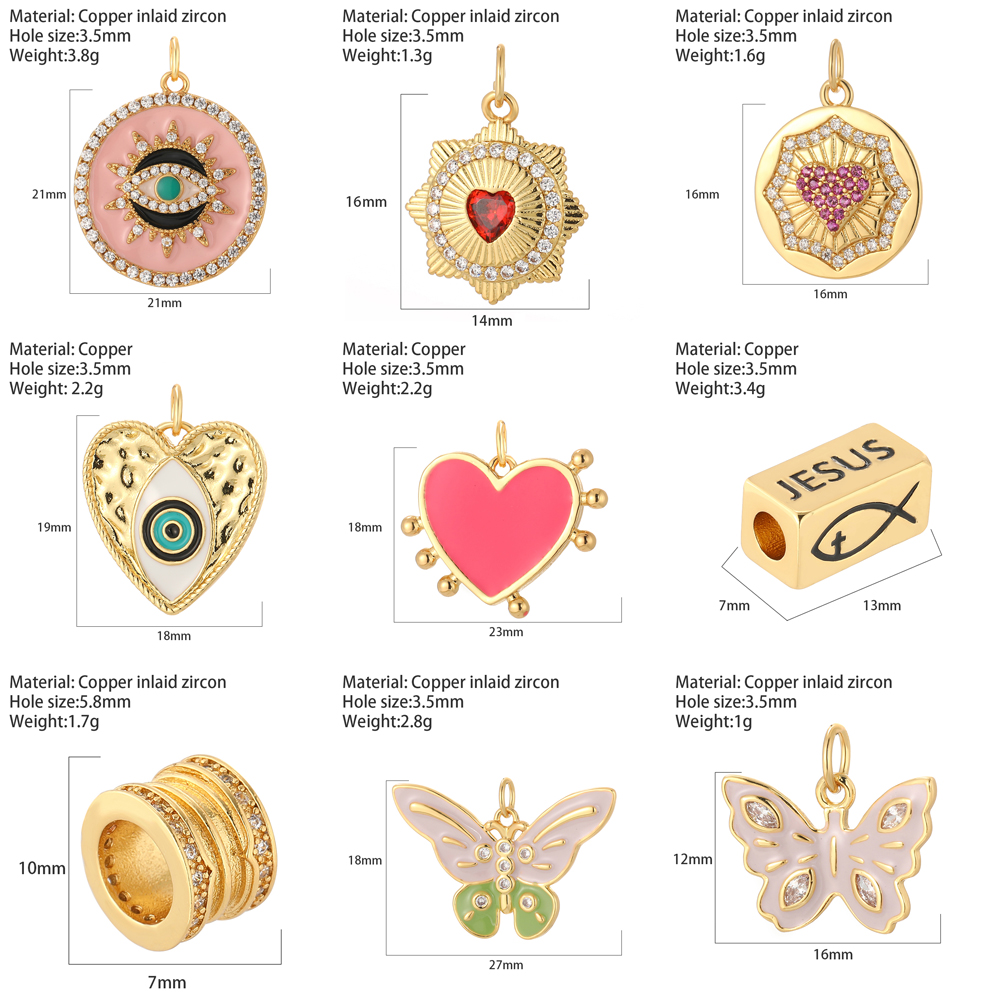 Schmetterling Rotes Herz Griechisches Auge Charms für Schmuckherstellung Zubehör Goldfarbe Türkisches Bösen Blaues Auge Diy Ohrringe Halskette Armband – Detail 1