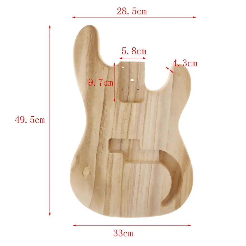 Unfinished Guitar Body Maple Solid Wood DIY Electric Bass Replacement Set for PB Bass/ P-bass / Precision bass