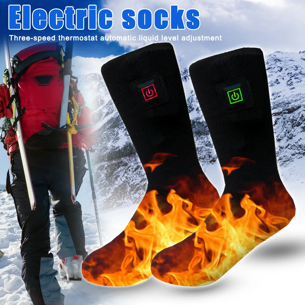 Heated Sock Rechargeable Winter Heating Cotton Sock for Outdoor Sports Breathable Climbing Hiking Skiing Foot Boot Warm Sock Heater for Women Men Electric Sock 2200MAH Camping Foot Warmer 3-Gear Thermal Battery Sock 