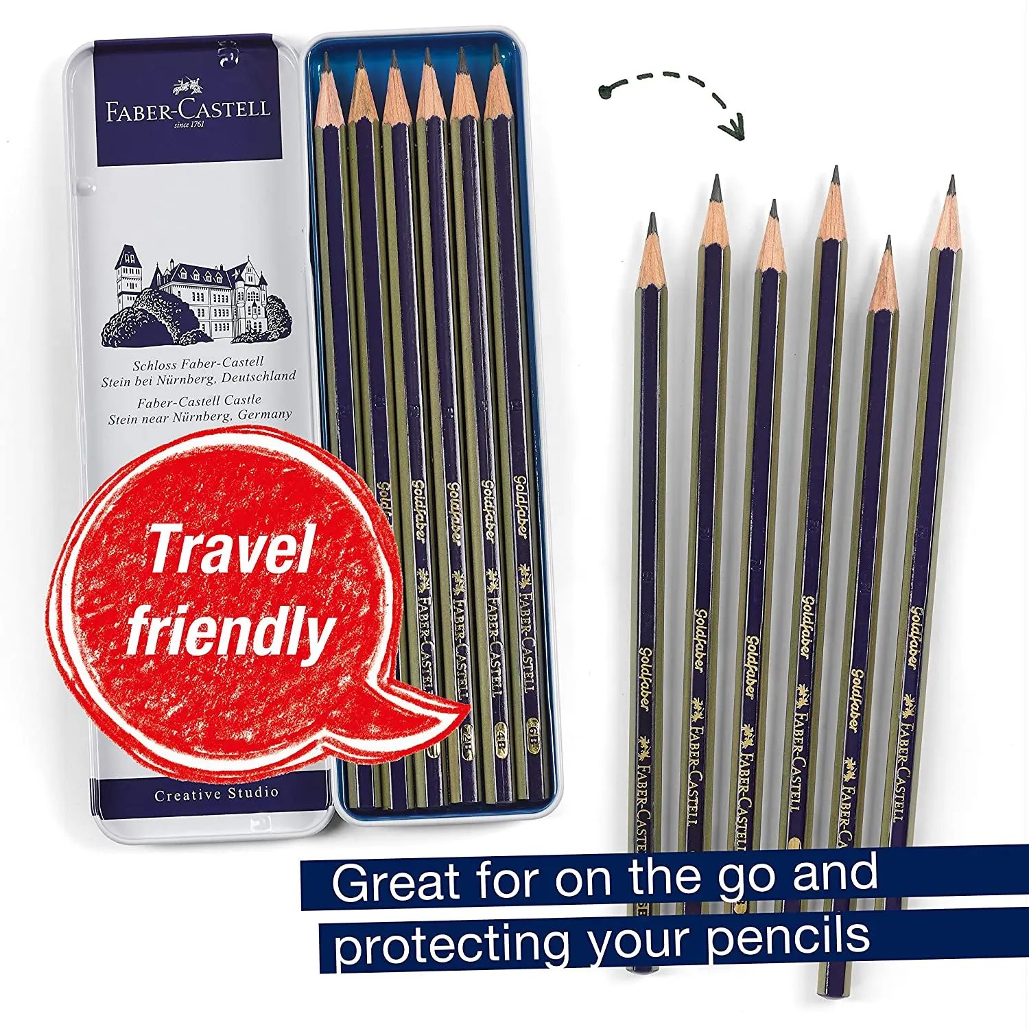 4B 2H B with Eraser 6B HB Faber-Castell Graphite 6 Pencil Set-2B 