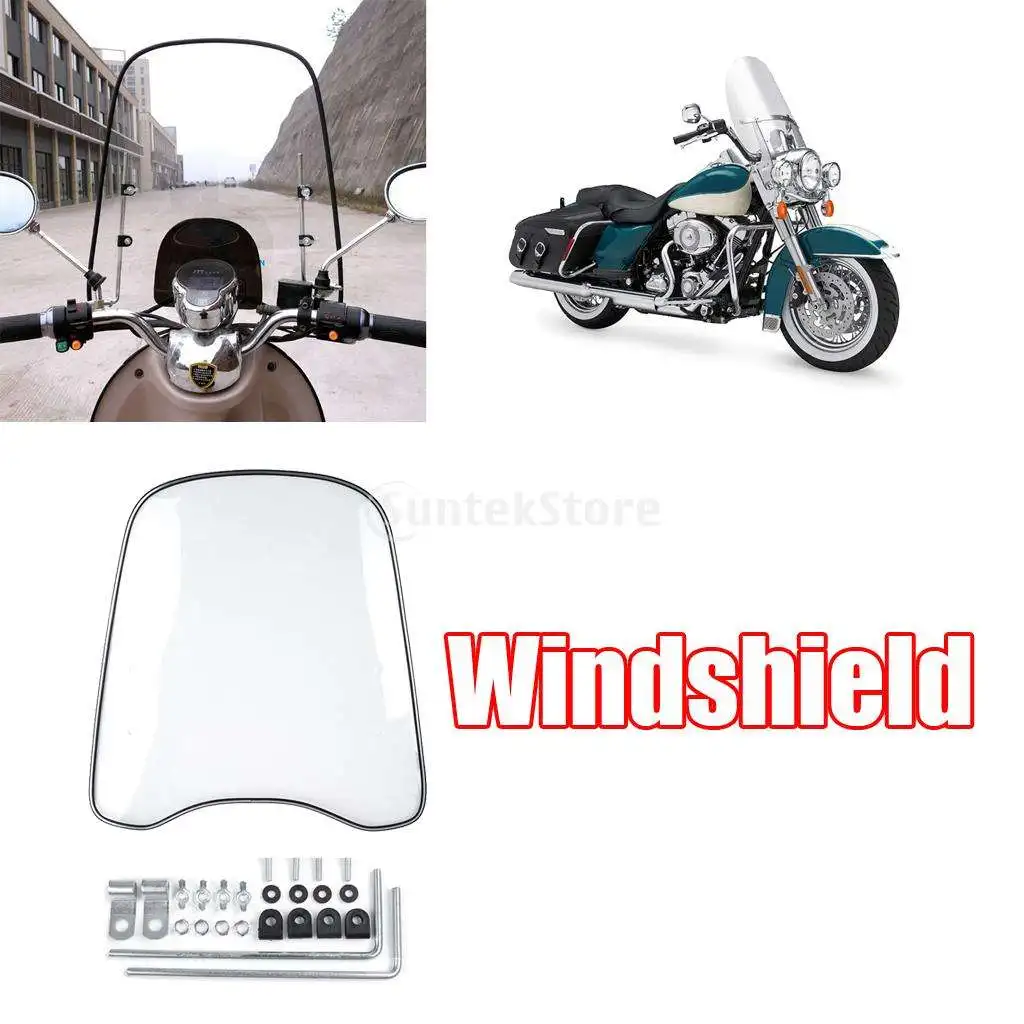 Motorcycle Scooter Clear Windshield Windscreen Wind or Universal