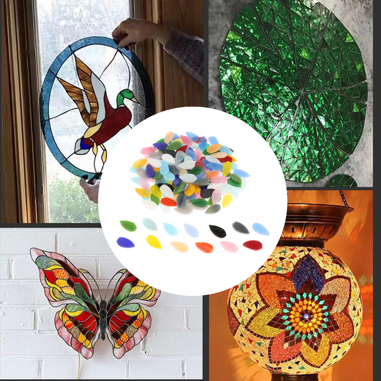 150 Pieces Mosaic Tiles for Crafts Bulk, Assorted Colors Glass Tiles for Mosaic Making Supplies