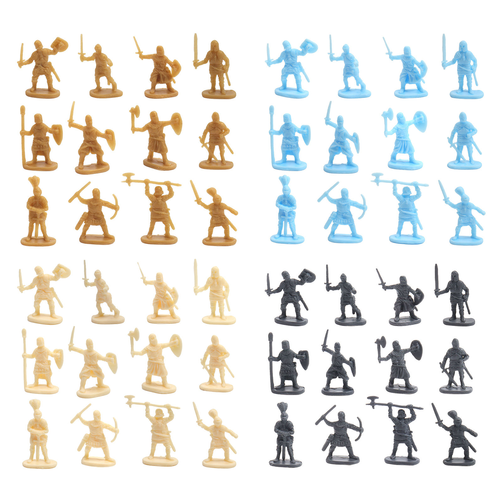 200Pcs Plastic Middle Ages Figures Soldier Warriors Sword and Shield Battle Scene 1:72 Scale Layout Dioramas