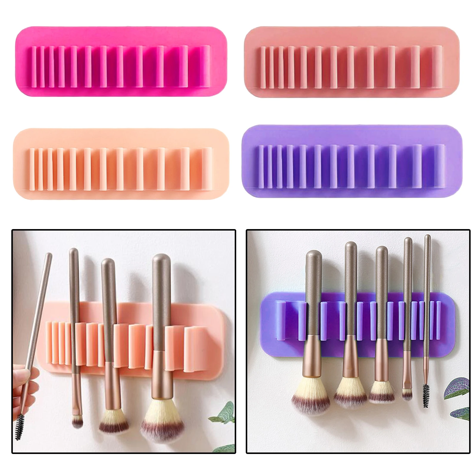Silicone Wall Mount Makeup Brush Holder Storage Stand Hanger Case Organizer Thin Paint Brush Drying Art Rack Suction Cup