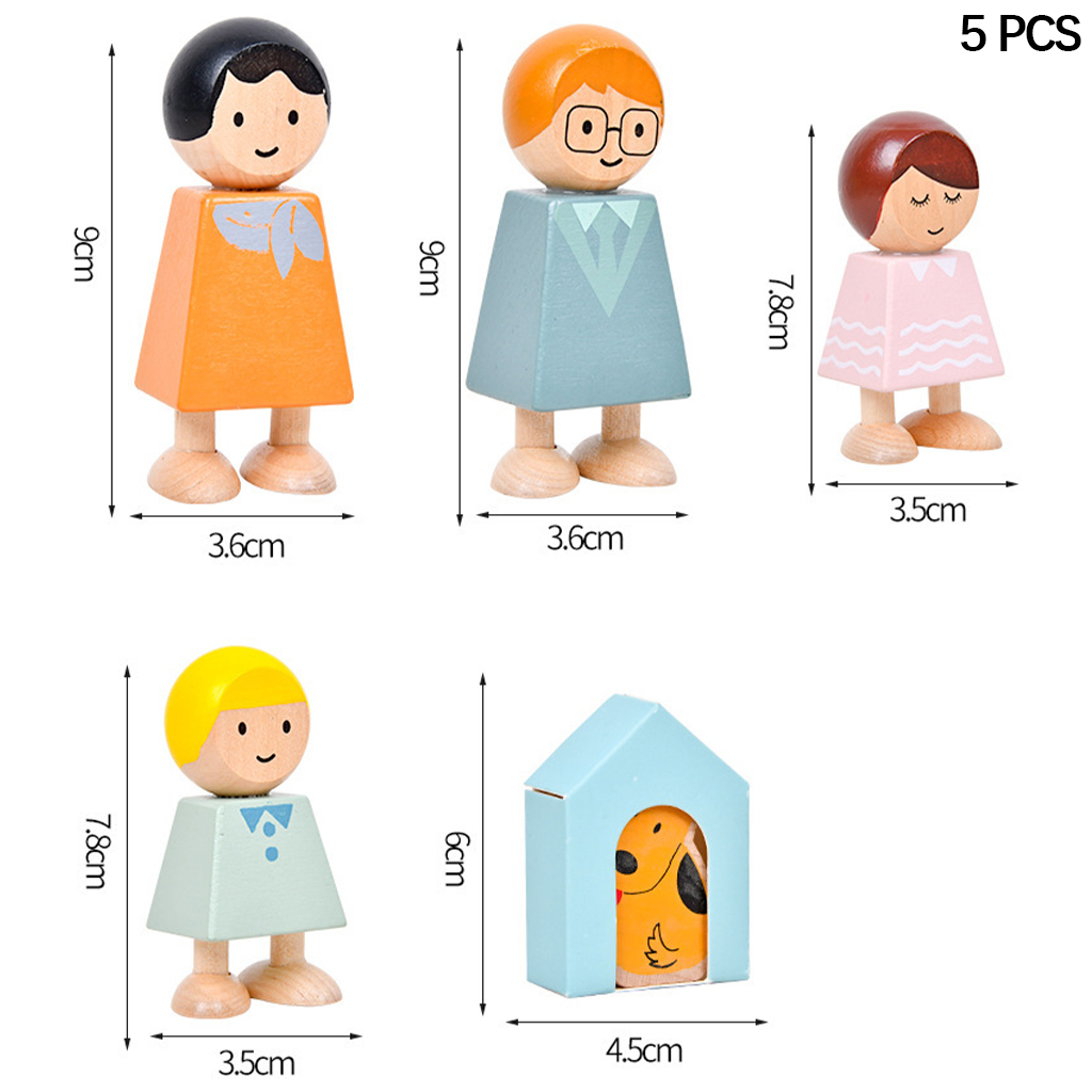 My Family Set of 5 Wooden Blocks for Toddlers – Includes Moms, Dads，Girls, Boys Dogs