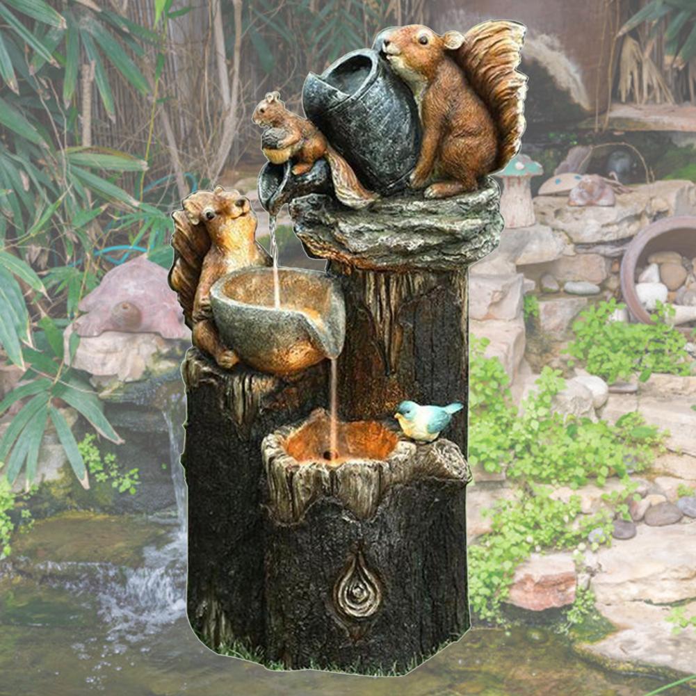 fonte animal estátua do pato estátua animal modelo ornamental cascata autônomo esquilo decoração do jardim para quintal