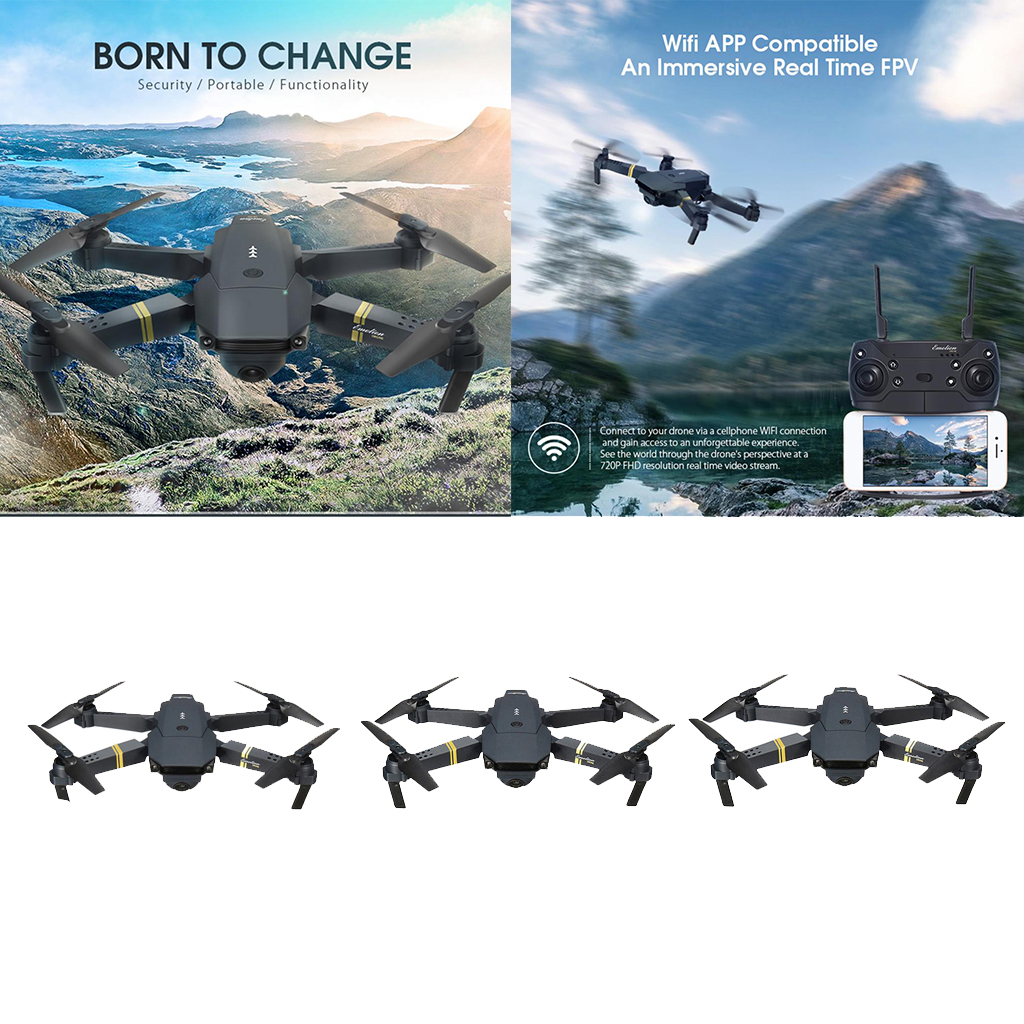 E58 RC Quadcopter with Wide Angle Camera, Foldable Arms, Altitude Hold Mode, Headless Mode