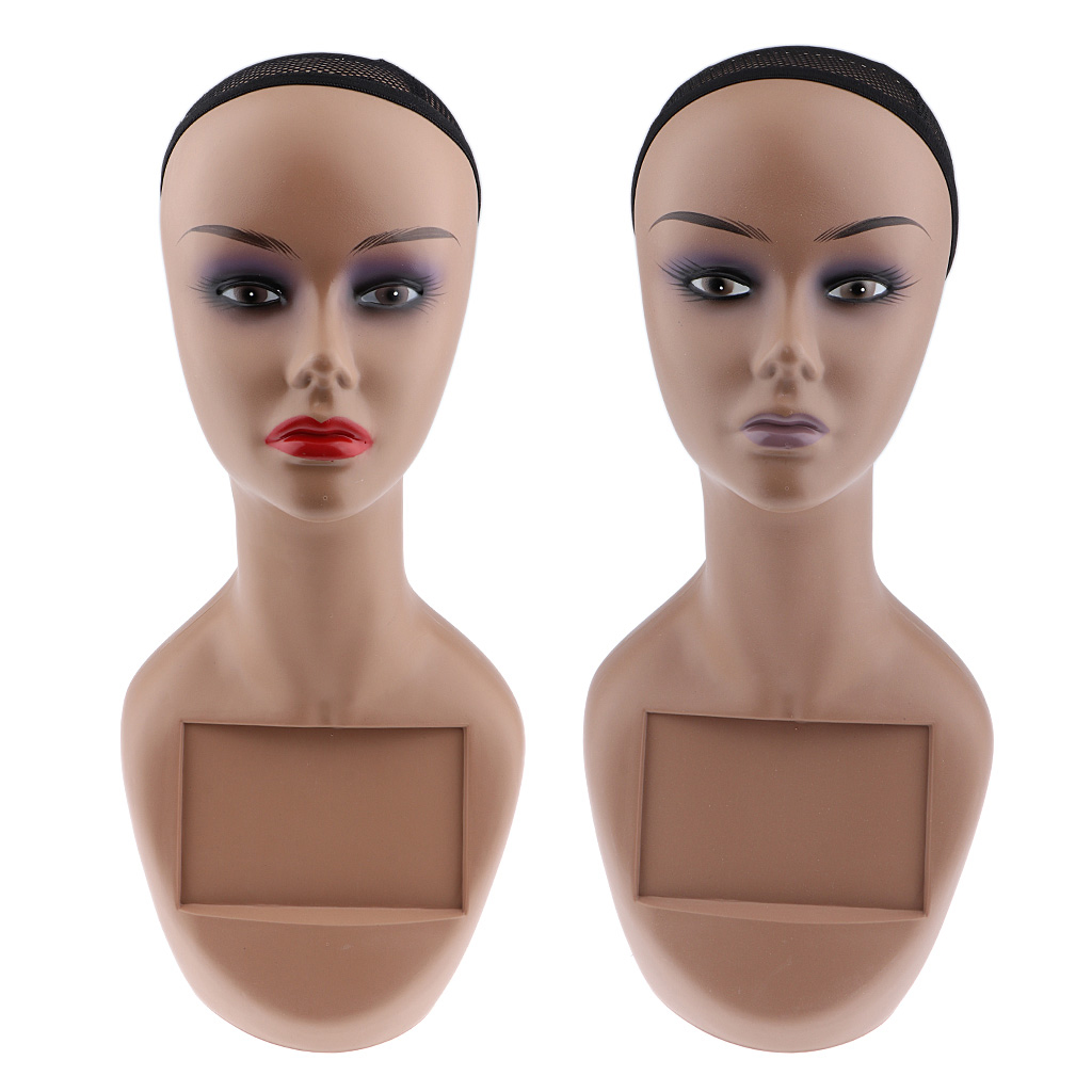New Female Bald Mannequin Head Cosmetology Practice African Training Manikin Head For Hair Styling Wigs Making with Wig Net Cap