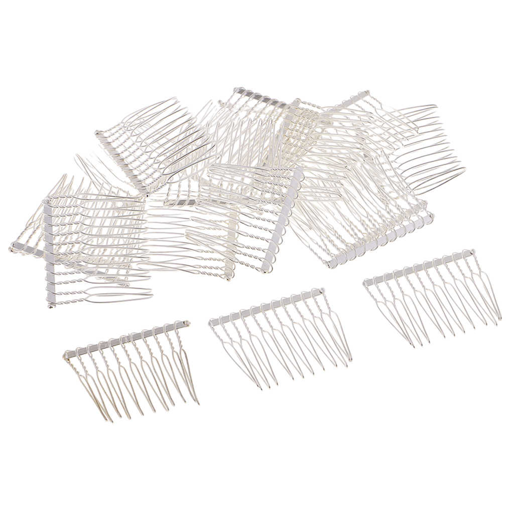 20pcs Metal Plain 12 Teeth Hair Combs Pin Slide Side Comb Headdress for