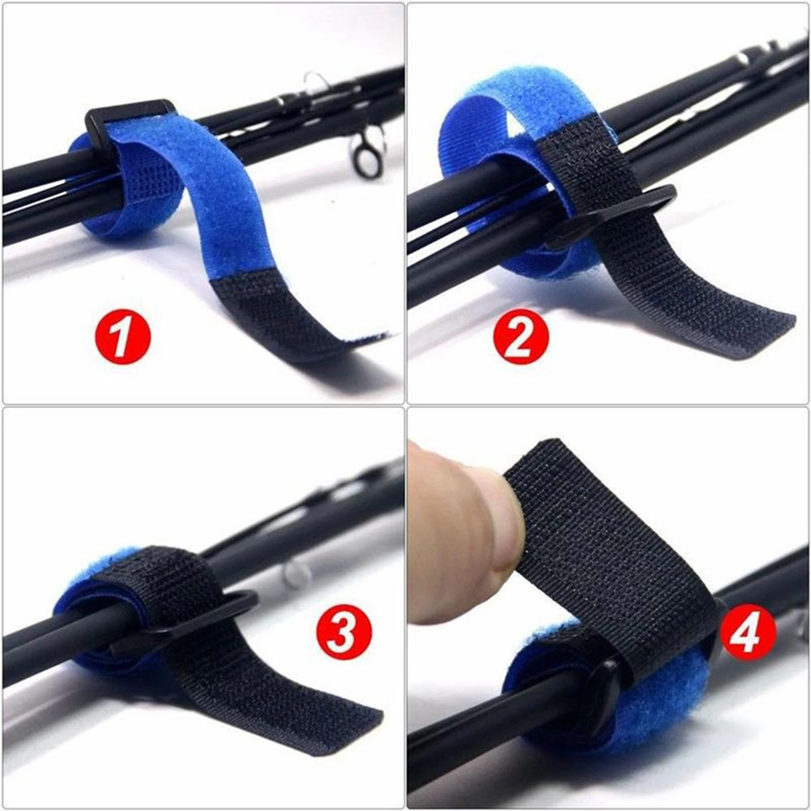 10Pcs Fishing Rod Tie Strap Belt Tackle Reusable Wrap Band Pole Holder Band 