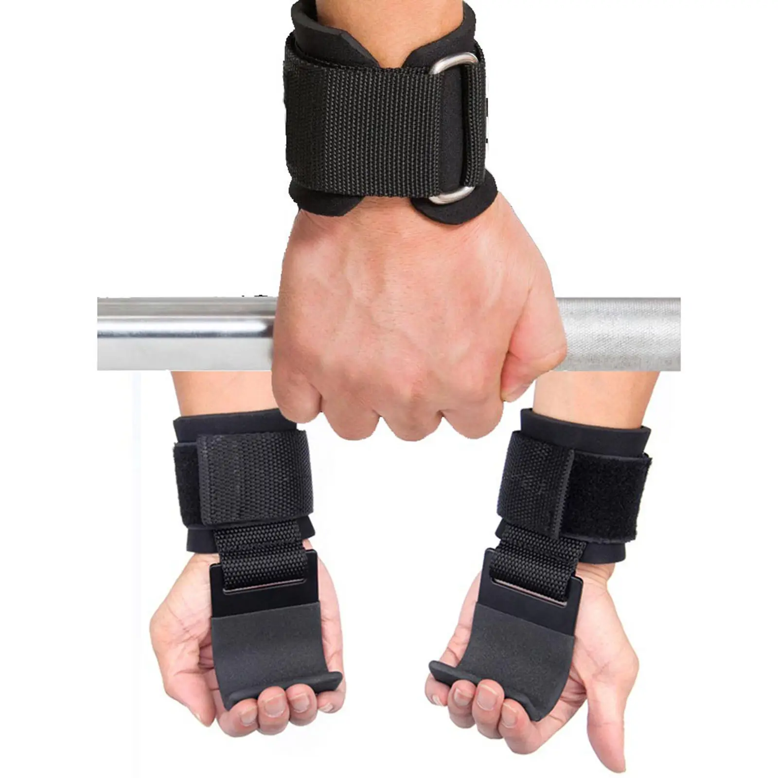 Weight Lifting Hooks Gym Training Wrist Support Grip Straps Power Wrap Glove Padded Wrist Grips Bodybuilding Strength Training