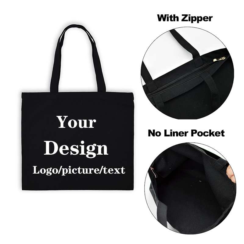 Benutzerdefinierte Tragetasche Fügen Sie Ihren Text/Logo/Bild hinzu. Original-Design-Einkaufstaschen, Handtasche mit Reißverschluss, modische Canvas-Taschen für Damen – Detail 6