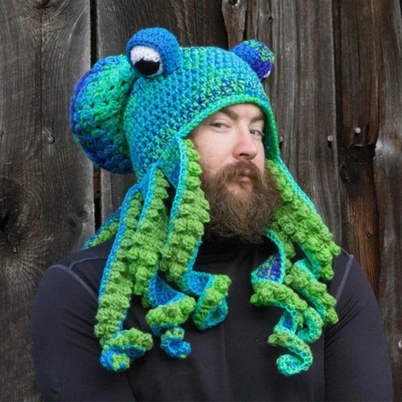 Haolong Winter Warm Novelty Unisex Knitted Squid Wool Hat Unisex Halloween Party