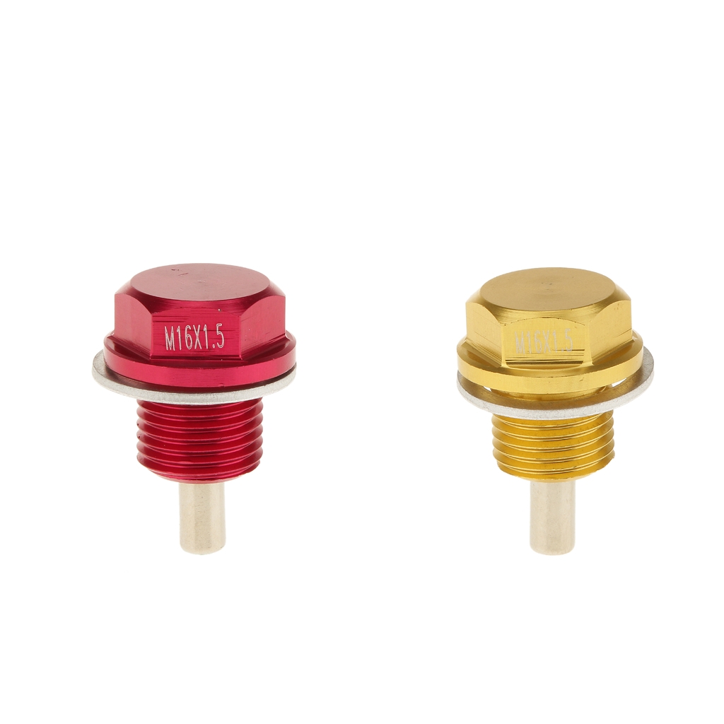 2pcs M16X1.5 Anodized Magnetic Engine Oil Pan Drain Bolt Plug