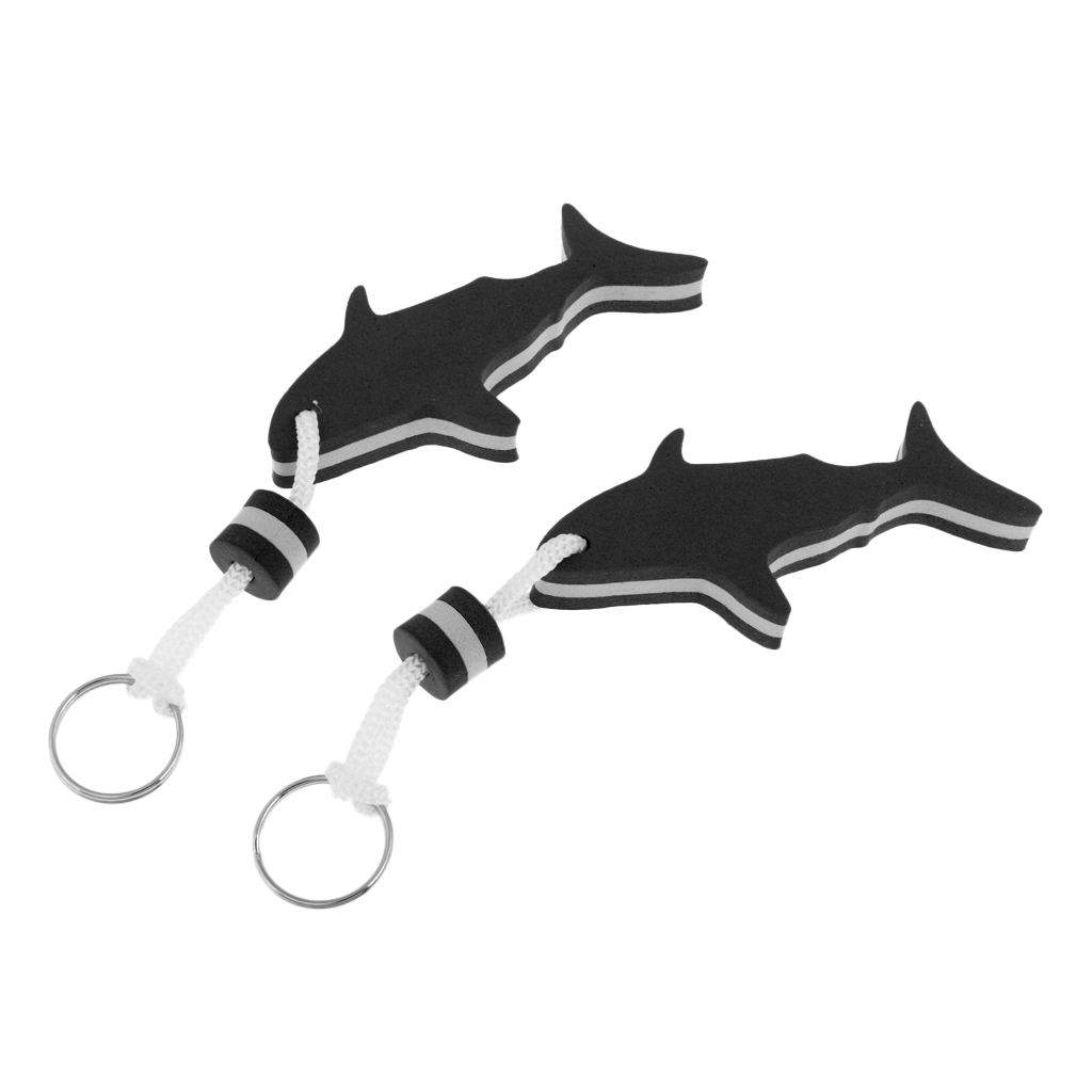 Perfeclan Bulk 2 Shark EVA Floating Keychain Keyring for Kayaking Beach Seaside Swim Fishing Drifting Sailing Rafting