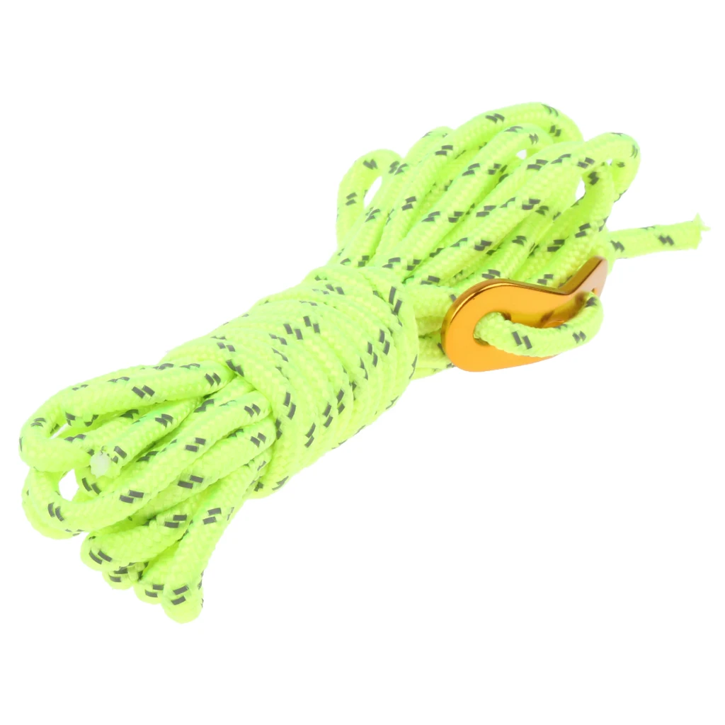 4mm Double Reflective Windproof Tent Rope with Buckle for Camping, Awning, Canopy, Tarp, Hammock Etc