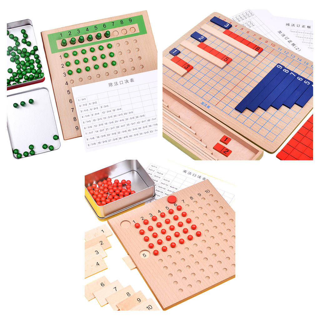 Montessori Math Teaching Aids Multiplication Division Toys Board Early Development Practice