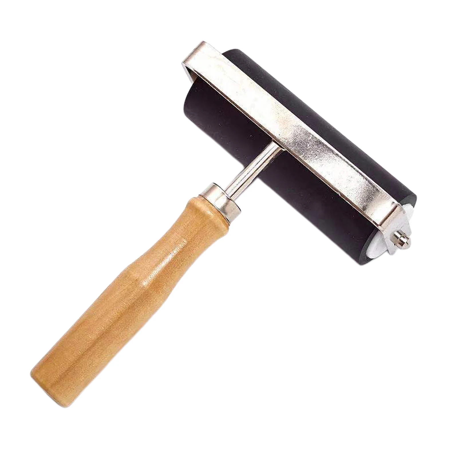 3.94inch Deluxe Rubber Roller Wood Handle Non-Slip Glue Brayer for Print Stamping Printmaking Wallpaper Arts Crafts Tool