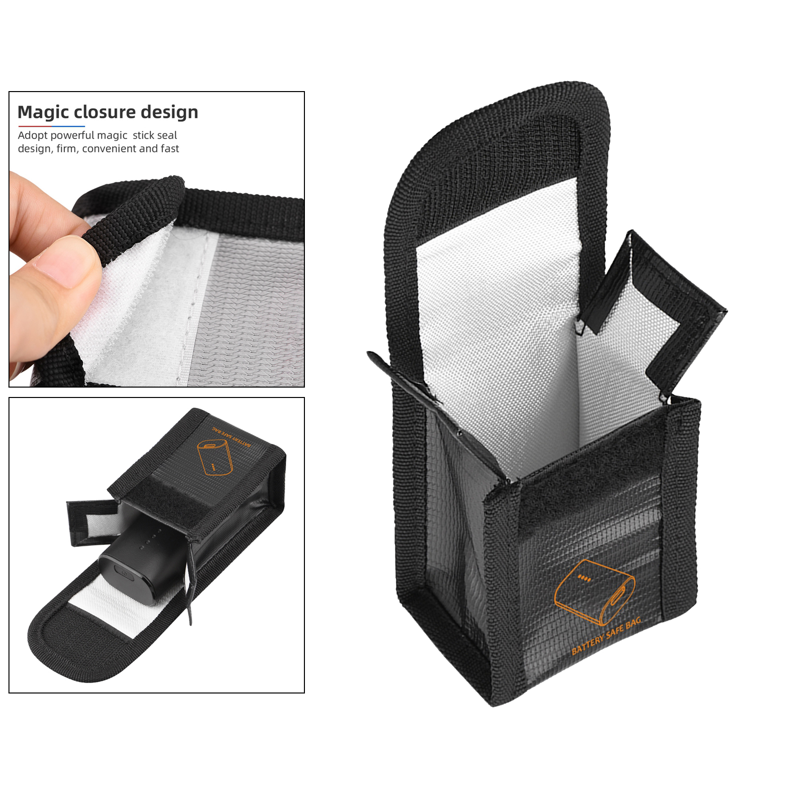 (9x11.3x5cm Mini Fireproof Waterproof Explosion-Proof Portable Battery Safety Bag Charge Sack for DJI FPV Racing Drones
