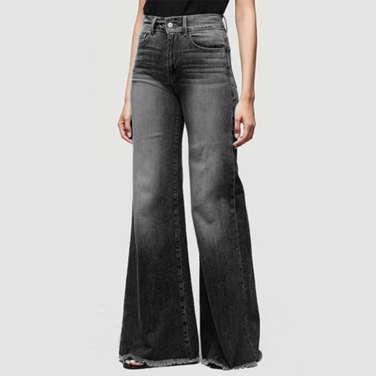 calças jeans femininas slim calça jeans de cintura alta com boca reta denim estilo maxi fashion