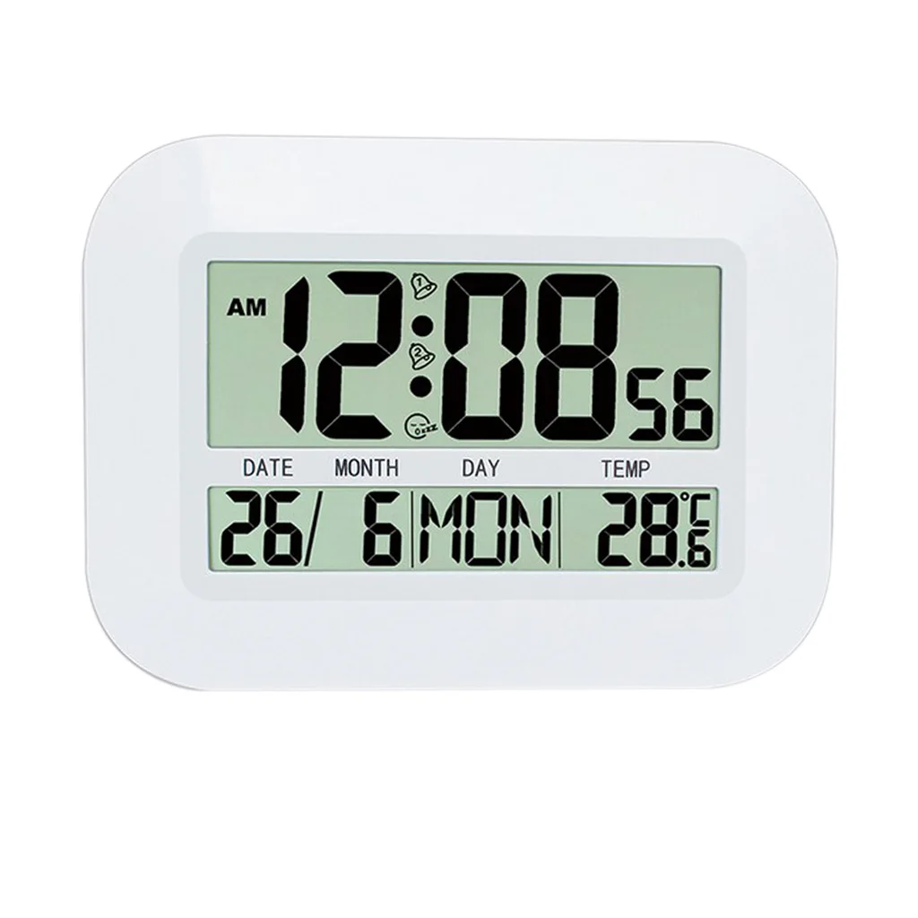 Big LCD Digital Clock Electronic Calendar Indoor Thermometer Alarm Clock for Home Office