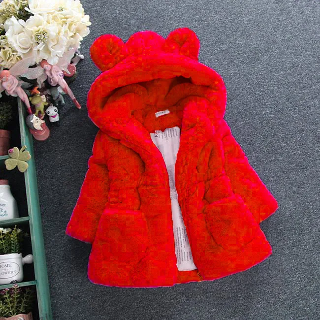 inverno de pelúcia imitação de peles meninas jaqueta mantendo quente com capuz outerwear para crianças anos presente de natal crianças casaco