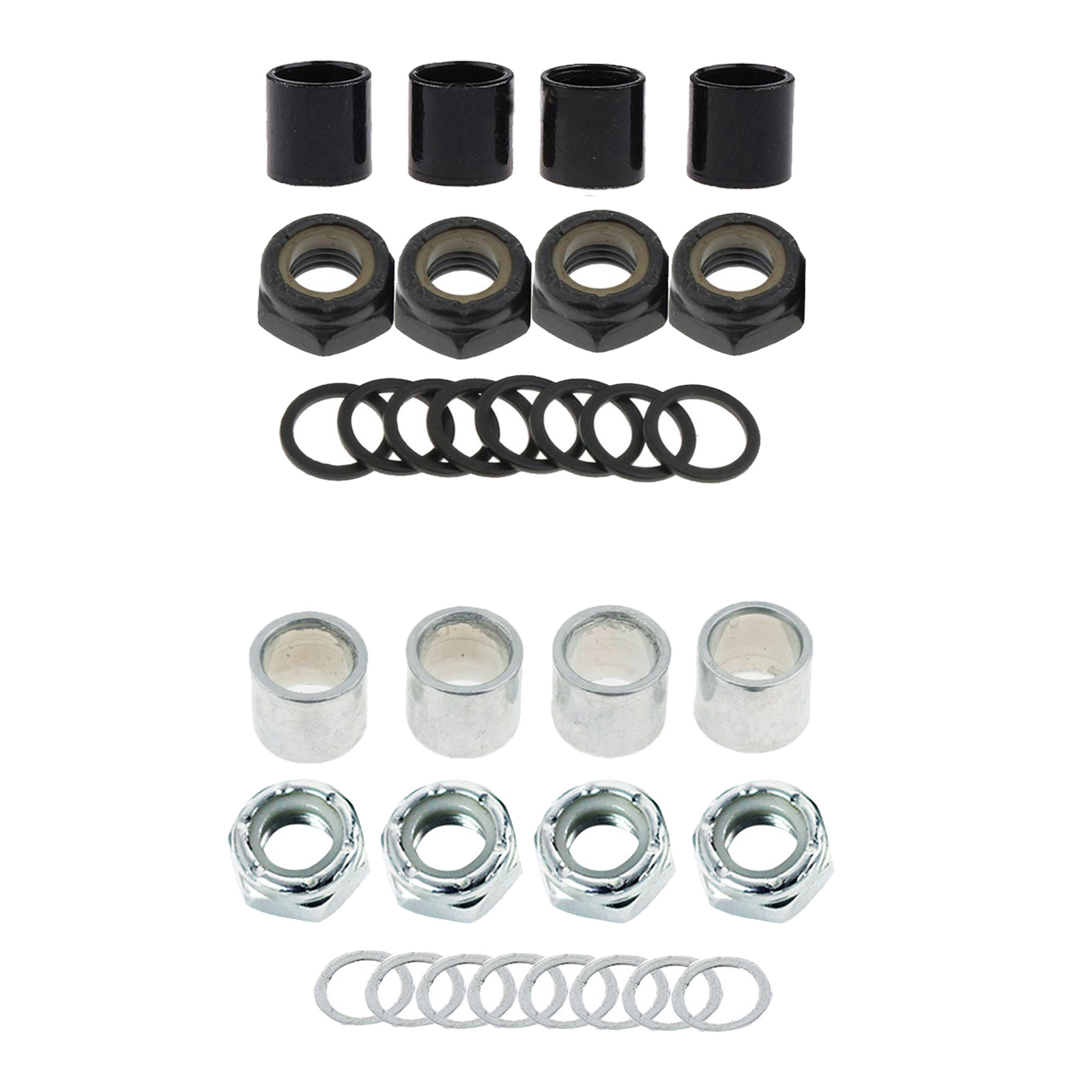 16 Pieces Skateboard Truck Hardware Kit Includes Spacers, Axle Nuts and Speed Rings for Skateboard and Longboard