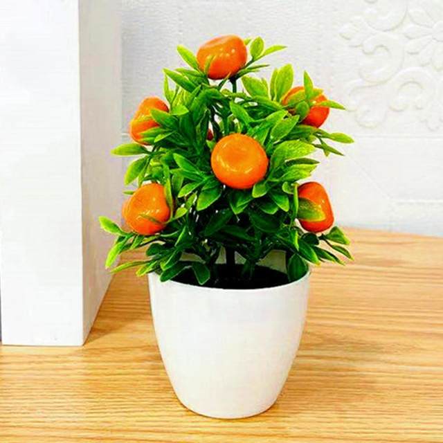 Piante artificiali Bonsai arancia melograno albero da frutto davanzale  Decor cortile in plastica piante finte vaso per la decorazione domestica -  AliExpress